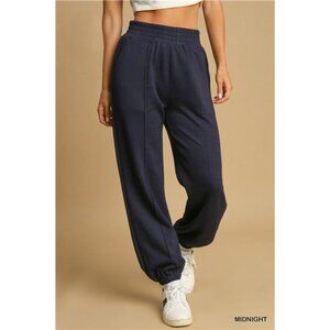 Umgee Drawstring Jogger Pants with Front Seam Detail